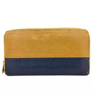 CELINE Logo Leather Zip Around Long Wallet Bicolor RARE colorway